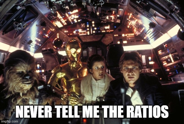 Star Wars meme: NEVER TELL ME THE RATIOS.
