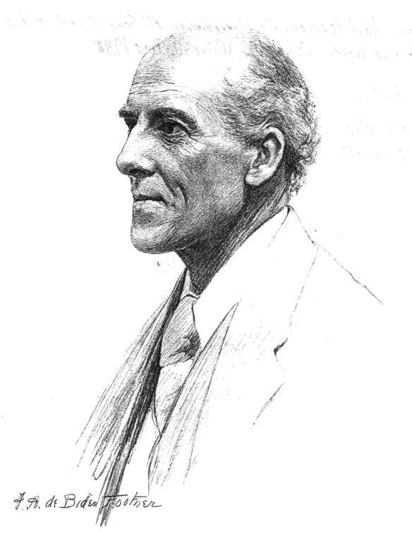 Pencil sketch portrait of an older man.